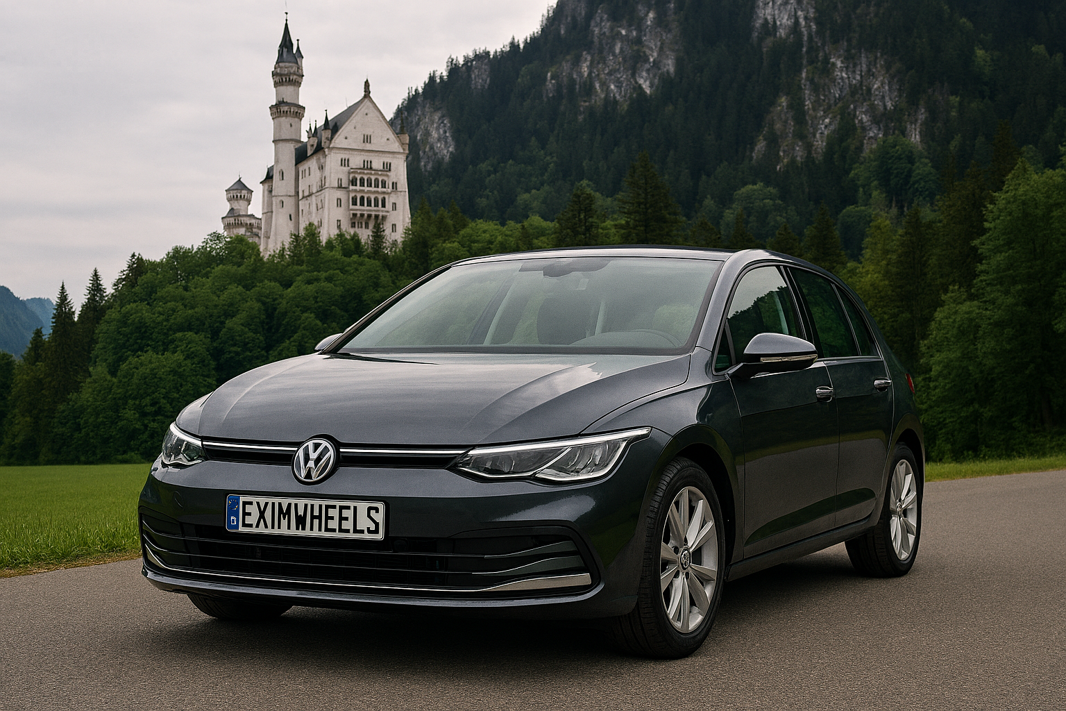 Volkswagen Golf parked in Germany, representing the most commonly imported modern car model.